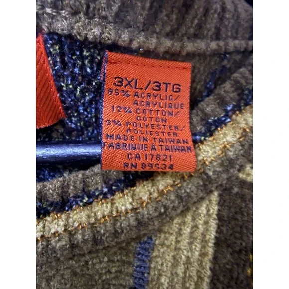 Vintage 90's Men's J. Simon 3XL Coogie Style Earth tone Sweater - Picture 6 of 7